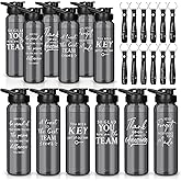 Lallisa 24 Pcs Employee Appreciation Gifts Thank You Bottles 12 Plastic 24 oz Sports Water Bottles and 12 Silicone Keychain Staff Inspirational Gifts Bulk for Volunteer Coworker Women Men