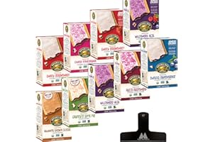 Nature's Path Frosted Toaster Pastries Variety Pack - 11 oz Boxes (Pack of 9) - Strawberry, Wildberry, Pumpkin, Raspberry, Blueberry, Apple, Chocolate and Pomegranate - With Magnetic Mighty Merchandise Bag Clip