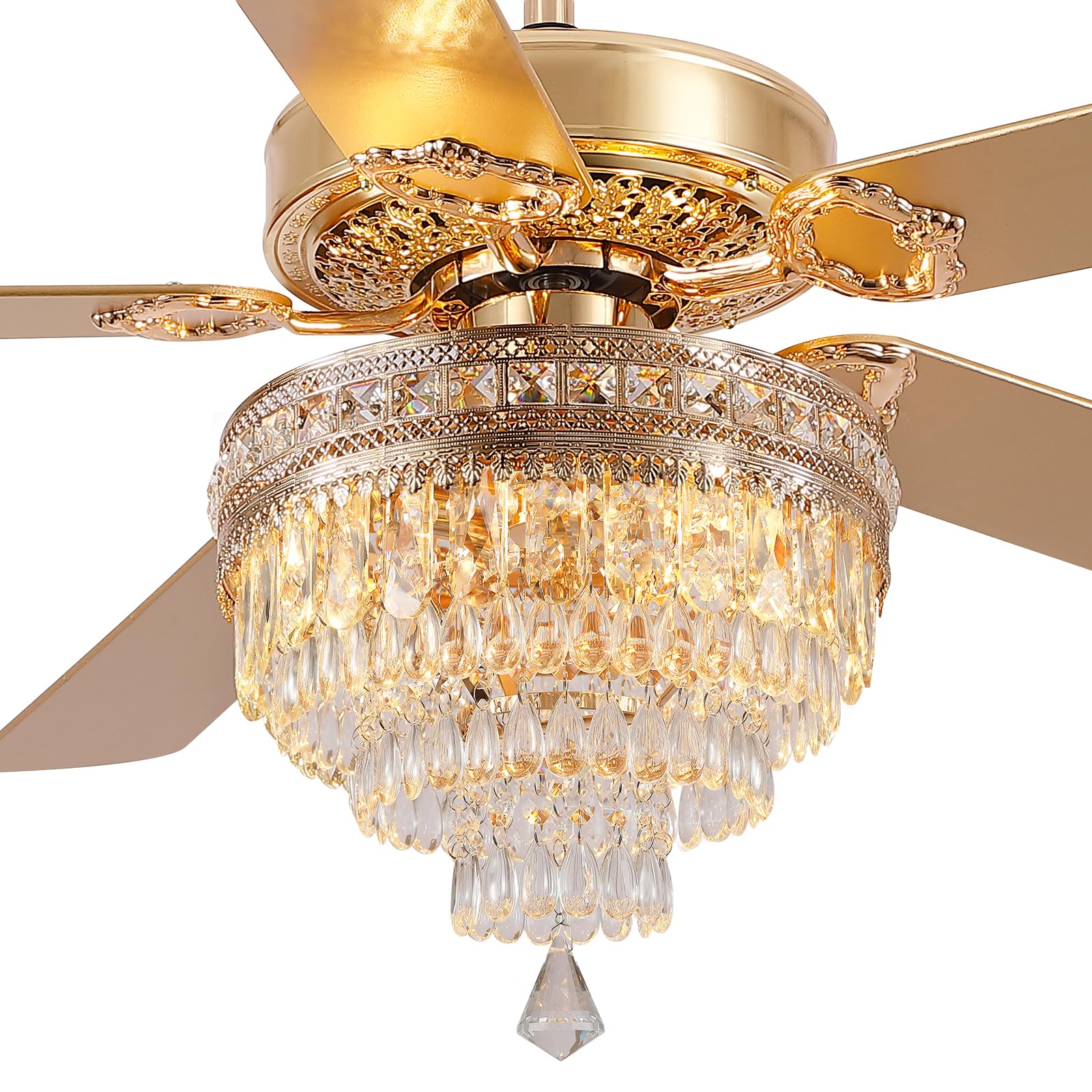 Asyko Crystal Ceiling Fan Fandelier with Lights - 62