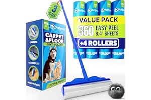 PetLovers Large Lint Roller with 3 Refills – 360 Total Sheets for Tackling Pet Hair, Extra Large Floor and Carpet Roller for Homes with Pets, Perfect for Floors, Furniture, and Loving Pet Owners