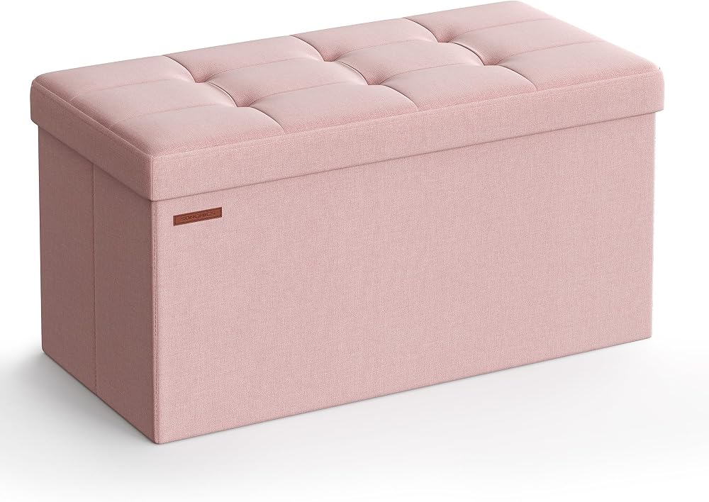 SONGMICS Mazie Collection Storage Ottoman Bench 76 cm Jelly Pink LSF047R51