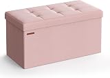 SONGMICS Mazie Collection Storage Ottoman Bench 76 cm Jelly Pink LSF047R51