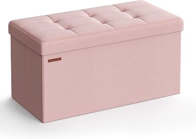 SONGMICS Mazie Collection Storage Ottoman Bench 76 cm Jelly Pink LSF047R51