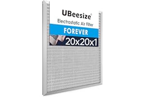 UBeesize 20x20x1 Reusable Air Filter - Washable, MERV 8,Permanent, Electrostatic - Lasts a Lifetime - Enjoy Fresher Air in Home and Office HVAC AC Furnace Systems (Actual Size: 19.75x19.75x0.8 Inch)