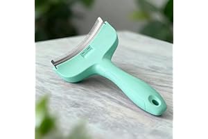 Treayes Green Small Deshedding Dog Brush, Compact V-Shape Dog Shedding Comb with Ergonomic Design Handle, Pet Lovers Gift for Tiny Breeds and Cats