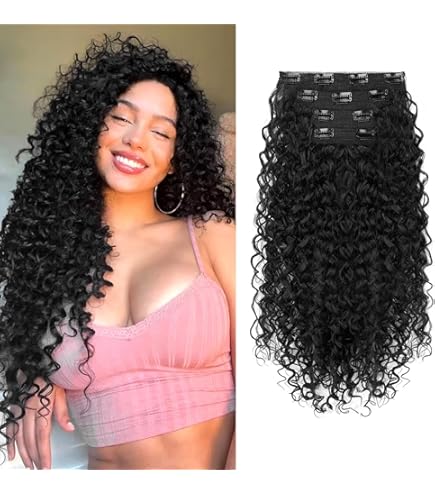 Amazon.com : Curly Clip In Hair Extensions 6 Pcs 18 Clips  display picture 1