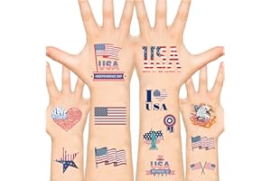 XUTENGY 70PCS 4th of July Decorations Temporary Tattoos，Red White and Blue Party Supplies，Fourth of July Glow in The Dark Sticker Patriotic Party Decorations Favors Supplies Independence Day Memorial Day Decorations