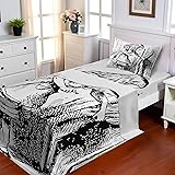 Ambesonne Alice in Wonderland Sheet Set, Black and
