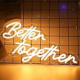 WIOSOUL Better Together Neon Sign Warm White Letter Neon Light Sign USB Powered for Wall Party Decor Bedroom Room Bar Wedding Home Birthday Art Decoration Christmas