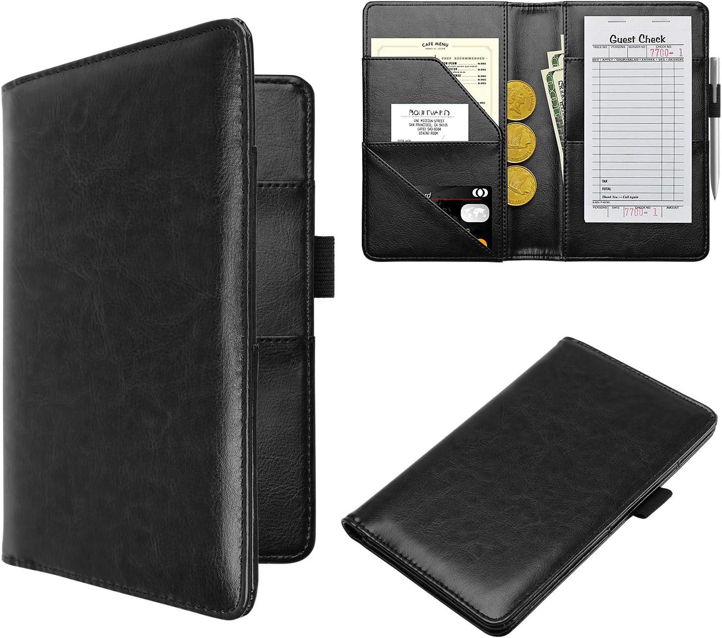 WALNEW Waitress Book Server Wallet Waiter Book Guest Check Pad Holder