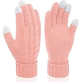 Wandx Womens Winter Gloves, Warm Knit Gloves for Cold Weather Long Cuff Touch Screen Gloves for Women Men