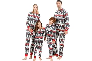 ANGELGGH Onesie Christmas Family Matching Pajamas Adult Couples Men PJs Hooded Women Novelty One-piece Sleepwear
