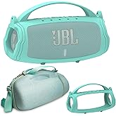 JCHPINE Silicone Cover and Hard Travel Case for JBL Charge 4 / Charge 5 Portable Bluetooth Speaker Accessories (Teal Case, NOT for Wi-Fi Version)