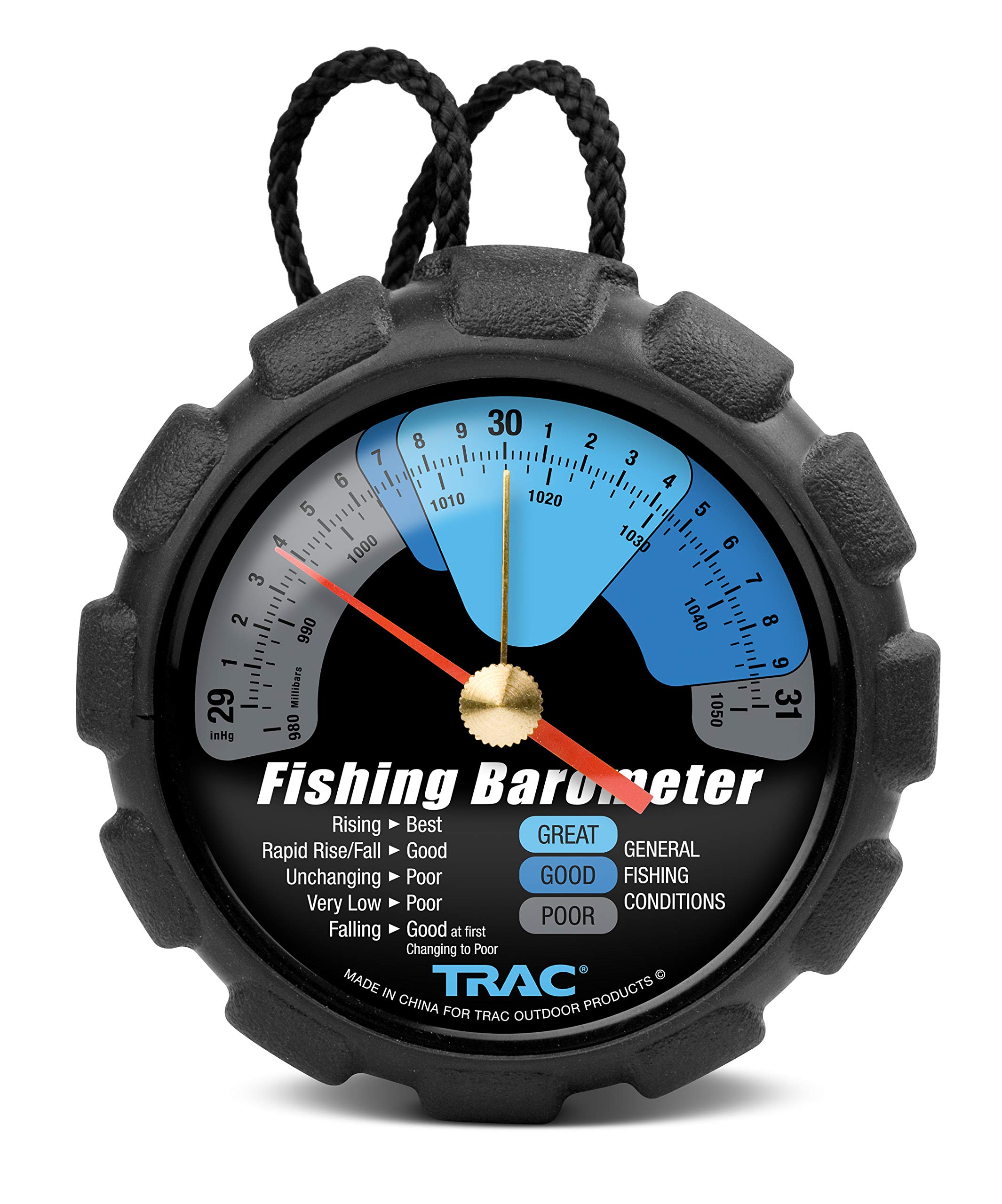 Photo 1 of Camco TRAC Outdoors Fishing Barometer | Features an Adjustable Pressure Change Indicator with Reference Marker & Color-Coded Dial | Easily Calibrates to Local Barometric Pressure (69200)