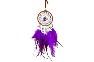 DEEP HEALING LIGHT Violet Dreamcatcher for Crown Chakra Healing. Uses Violet Feathers and Milky Amethyst Stones to Provide Protection and Spiritual Connection in Bedrooms, Meditation Spaces - Dream Catchers with Color