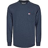 BOCOMAL FR Shirts Long Sleeve Crewneck Cotton Tencel Heather Blended Flame Resistant Work T Shirt CAT2