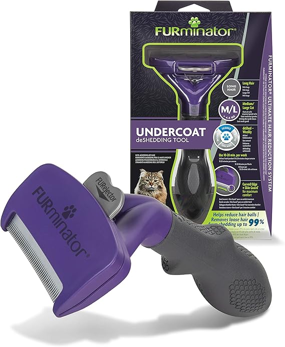 Furminator Outil De Toilettage Pour Chat De Grande Taille A Poils Longs Elimine 90 Des Poils Nettoyage En 1 Clic Concu Et Recommande Par Des Professionnels Sans Bisphenol A Amazon Fr Animalerie