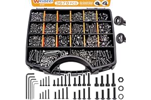 weideer 3670pcs M2 M3 M4 M5 Metric Screw Assortment Kit,Metric Bolt Assortment,12.9 Alloy Steel Hex Socket Head 10.9 Alloy Steel Hex Button Head Machine Screws Nuts Washers with Wrench