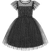 Arshiner Little Girl Dresses Contrast Mesh Ruffle Sleeve Birthday Holiday Princess Toddler Tulle Dress for 2-7 Years Old