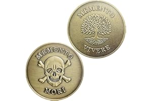 BIGPIG Memento Mori Coin, Momento Mori Coin for Daily Stoic Practice,Memento Vivere,Stoic Reminder Token Skull Challenge Coin,Yes No Coin,Decision Maker Coin,EDC Coin,Worry Coin,Lucky Coin,Stoicism Gifts