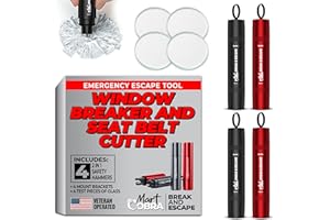 MART COBRA Car Window Breaker Seatbelt Cutter [4 Pack] – Emergency Glass Breaker Tool for Car – 2-in-1 Safety Hammer Life Hammer – Car Essentials, Car Must Haves, Auto Escape Keychain, Emergency Break & Escape