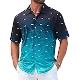ELETOP Men's Hawaiian Shirt Summer Stretch Short Sleeve Tropical Beach Button Down Casual Shirt
