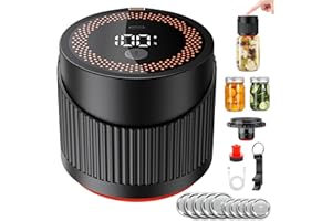 Electric Mason Jar Vacuum Sealer Machine, 3-in-1 Cordless Vacuum Sealer Kit for Wide/Regular Mouth Mason Jars, Containers & W