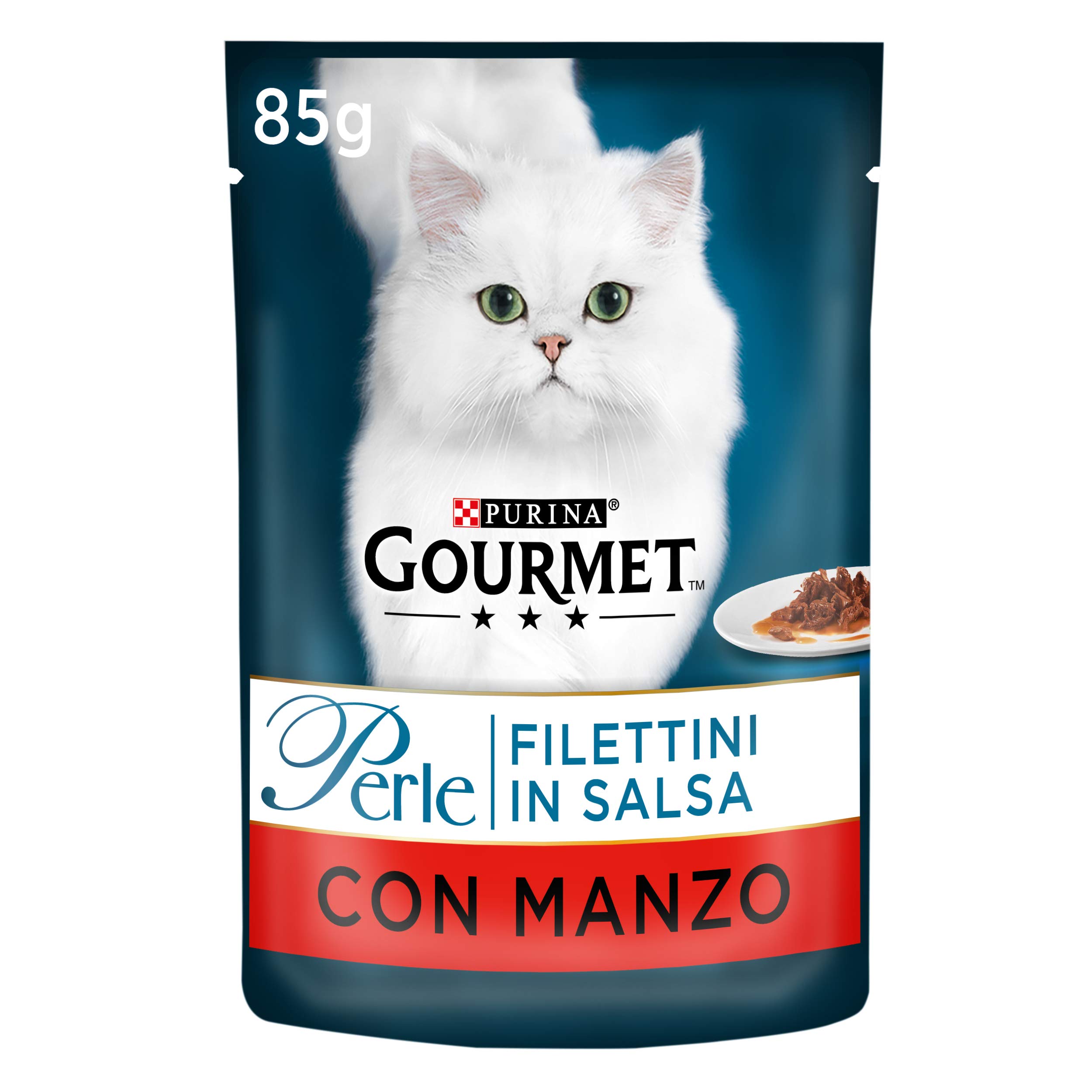 Gourmet Perle filettini in Salsa For The Cat, with Beef 85 g – Pack of 24