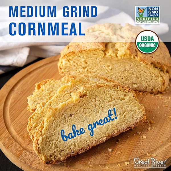 GREAT RIVER ORGANIC MILLING, SPECAILTY FLOUR, MEDIUM GRIND CORN MEAL, STONE GROUND, ORGANIC, NON-GMO, 24 OUNCES (PACK OF 4)