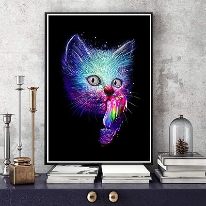 Epsmk Impression Toile Aquarelle Moderne Art Animalier Chat Toile Peinture Art Mural Chats Affiches Et Impressions Pour Salon Photos Murales Decor A La Maison Sans Cadre Amazon Fr Cuisine Maison