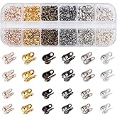 arricraft About 1440 Pcs Metal Bead Tips, 1.5mm/2.4mm Clamshell Knot Cover, Calotte Ends Caps for Jewelry Making (Mixed Color)