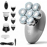ROSHNI Head Shavers for Bald Men - Upgraded Detachable Head Shaver for Men - IPX7 Waterproof Electric Razor - 7D LED Display Rechargeable Grooming Kit with USB Charging Cable