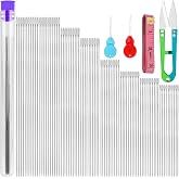 UOOU 85 Pcs Beading Needles, 8 Sizes Long Straight Bead Embroidery Needles | Beading Needles for Seed Beads Bracelet Needle for Beads Jewelry Making with Bead Threader