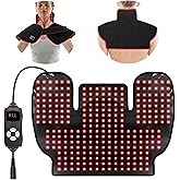 Red Infrared Light Neck Shoulder: Heating Red Light Therapy Device for Body Upper Back, 660nm&850nm Dual-chip LED Wearable Wrap Pad for Women Men at Home