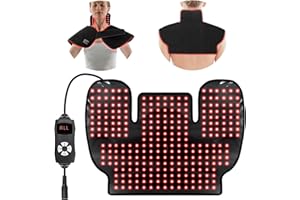 WEETALL Red Infrared Light Neck Shoulder: Heating Red Light Therapy Device for Body Upper Back, 660nm&850nm Dual-chip LED Wearable Wrap Pad Pain Relief Muscle Relaxing for Women Men at Home