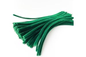 Lumintutu 100 Pieces 7mm x 12 Inch Pipe Cleaners, Thick Fuzzy Dark Green Chenille Stems for Craft Supplies Kids DIY Art Decorations