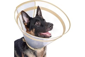 Didopet Dog Cone to Stop Licking, Clear Recovery Collar with Detachable Zipper, Sturdy Elizabethan Collar for Large Medium Small Dogs, Soft Adjustable Cone After Surgery Patented, Khaki XL