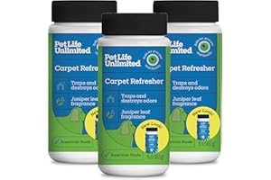 Pet Life Unlimited Carpet Refresher & Deodorizer Powder - Pet Safe, Plant-Based Juniper Leaf Scent, Made in USA - 16oz (Pack 