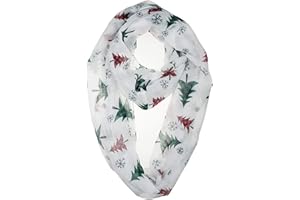 VIVIAN & VINCENT Gift Wrapped Fall Winter Soft Lightweight Holiday Sheer Infinity Christmas Scarf for Women Girls