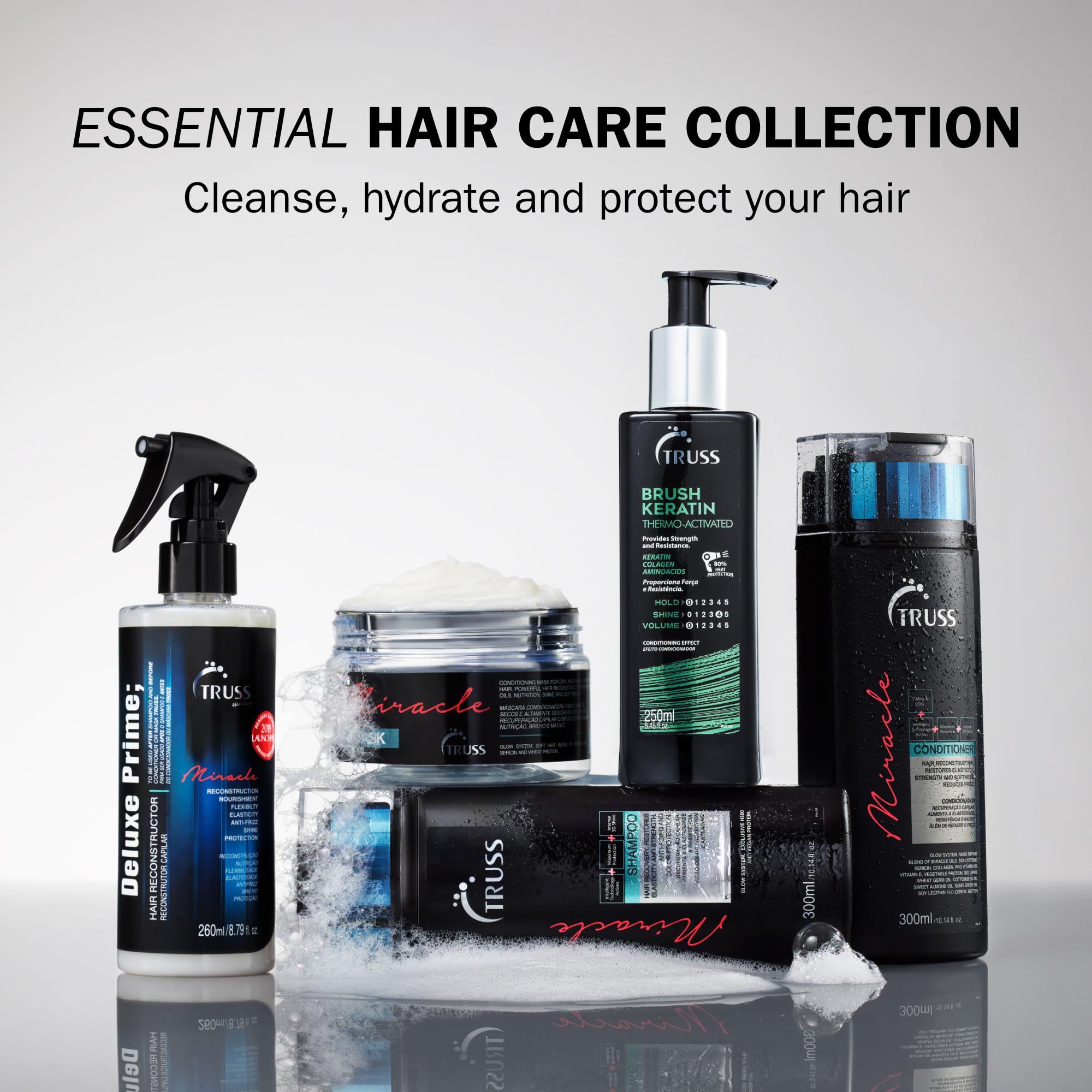 TRUSS Keratin Hair Treatment - Hair Care for Women & Men with Keratin & Collagen - Heat Protectant & Leave In Treatment for Moisture, Detangling & Repair - Controls Frizz & Restores Shine (8.45 oz)