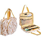 Portable Square Cross Stitch Starter Kits Bag Embroidery Project Bag Embroidery Tool Storage Tote Bag with Multifunctional Pockets, Bag Only (Bird Pattern)