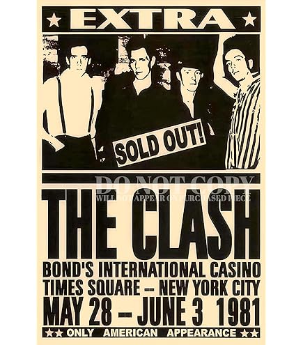 Amazon.com: The Clash Concert Poster 11 X 17 - Legendary 1981