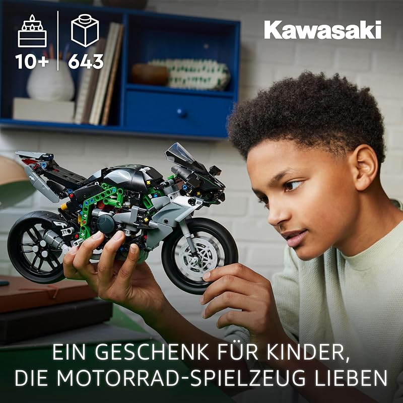 Technic Kawasaki Ninja H2R Motorrad, Geschenk für Kinder & Erwachsene zum Geburtstag, Dekoration, Spielzeug, Modell für Jungen und Mädchen ab 10 Jahren 42170