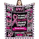 Fiwbnasz Breast Cancer Blanket for Women, Breast Cancer Survivor Gifts for Women, Inspirational Gifts for Woman Blanket, Get Well Soon Gift for Woman 50 x 60 in