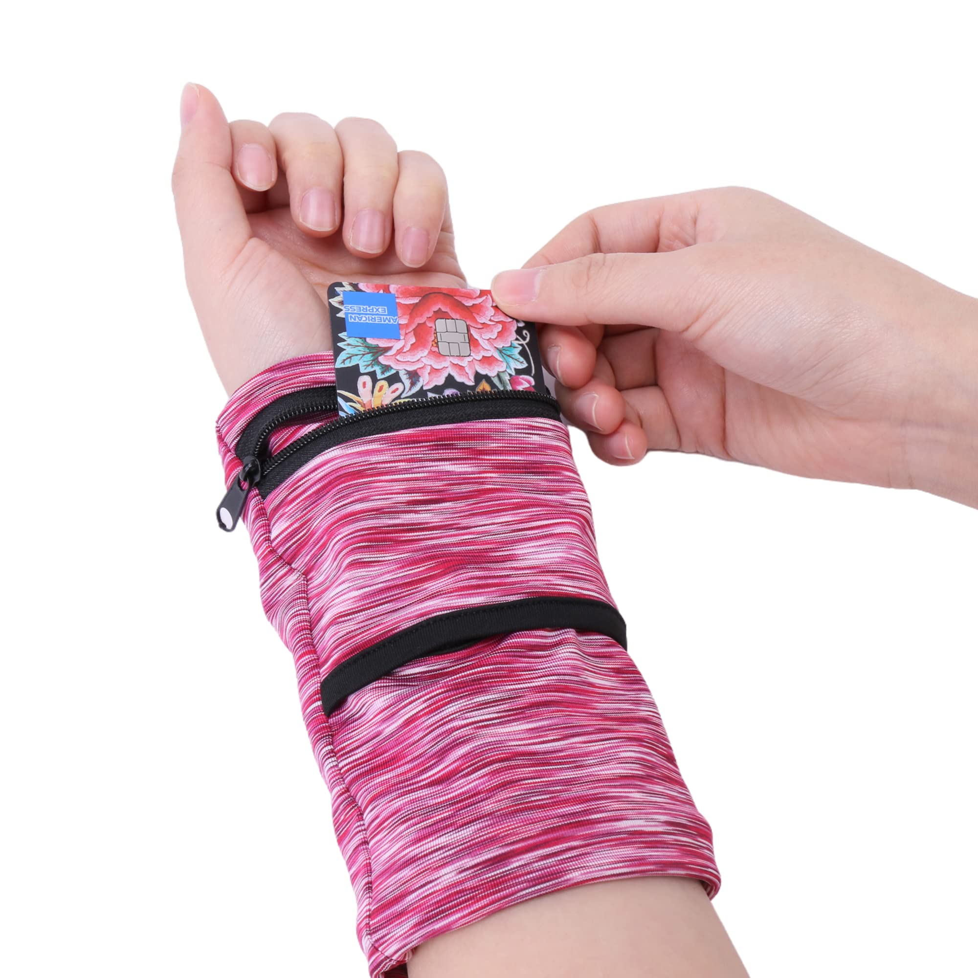 Wrist Pouch, Pocket Wallet with Zippered for Running, Walking, Hiking, Cycling, Yoga and More (1 PACK)
