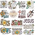15PCS Jesus God Patches Iron on Transfer Stickers for Clothing Decorations Jesus God Love Letter Pattern Washable Iron on Appliques Heat Transfer Vinyl Decals for T-Shirt or Bags (15PCS)