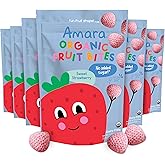 Amara Organic Fruit Bites Sweet Strawberry - No Added Sugar, Dairy-Free, Nut-Free Organic Fruit Snacks, Made with Organic Whole Foods, Allergy-Friendly Healthy Fruit Snacks for Kids - 21g 6PK