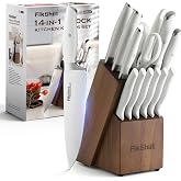 Fikshot 14-Piece Knife Set &ndash; German High Carbon Stainless Steel, White | Professional Chef Knives with Block &amp; Sharpener, Dishwasher-Safe, Modern Kitchens, Ideal Gift for Chef &amp; BBQ Festival