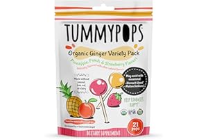 TUMMY DROPS USDA Organic Tummypops Ginger Variety Pack (Pineapple, Peach, & Strawberry)