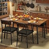 Garvee Dining Table Set for 4 with 4 Upholstered Chairs, Wood Kitchen Table Chairs Set of 4 w/Beveled Edge Design, Dining Room Table Set for 4 for Dining, Small Space, Apartmen,Rustic Brown
